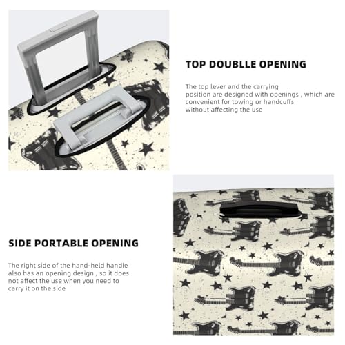Rock Music Pattern With Guitar Travel Luggage Cover Elastic Suitcase Protector Washable Baggage Covers For Trunk Case Fits 18-21 Inch Luggage4