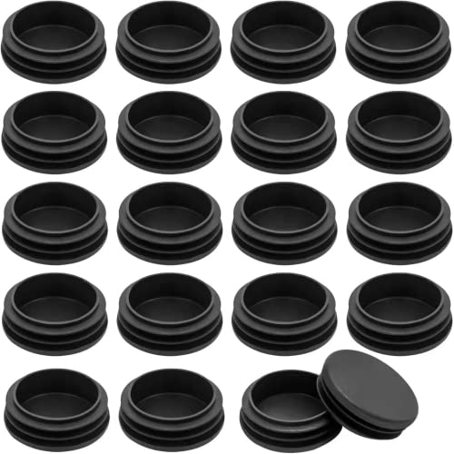 Image of Round Plastic Plug 1 1 /4 Inch 20Pcs Black Plastic End Caps for Round Tubing