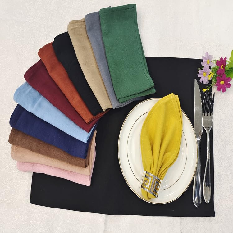 Gohytal Set van 6 duurzame linnen servetten, hoogwaardige linnen servetten, wasbaar, tafeldecoratie voor keuken, familie, feest, diner, café, restaurant