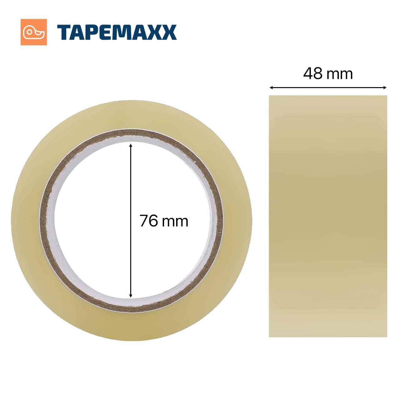 FYBR TAPEMAXX 72 Rollen Transparentes Paketklebeband Paketband Packband Packing Tape Paket Packetbandrolle Verpackungsband 48 mm x 66 m - Packetband Packetkleband Basic Pack Umzug Klar