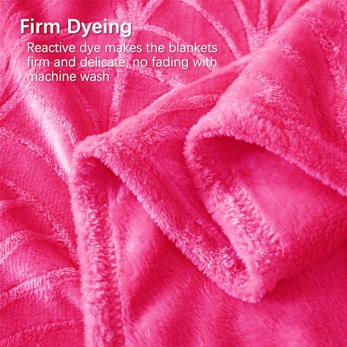 Whale Flotilla Flannel Fleece King Size Blanket for Bed, Soft Fluffy Velvet Bedspread Coverlet with Decorative Vintage Pattern for All Season, Warm and Lightweight, 90x104 Inch, Hot Pink