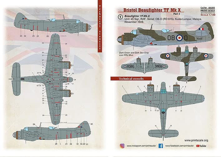 Print Scale 48-205 1/48 Bristol Beaufighter Mk.X Part 1