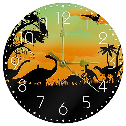 Horloge murale silencieuse dinosaure acrylique pour éliminer le tic-tac - 2