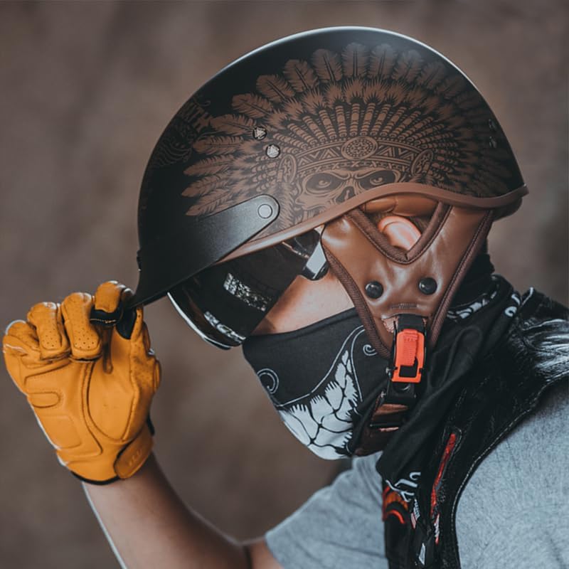 Miniatura 7 de VCOROS - Casco corto para motocicleta con visera, hebilla de liberación rápida, aprobada por la DOT, para hombres y mujeres, Negro, XXL