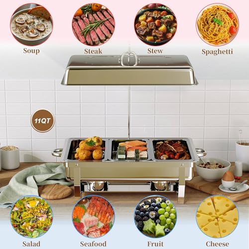 Chafing dish 8L à bords roulés pour maintenir vos plats chauds en fête