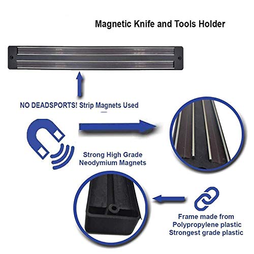 Image of 33cm (2 Pcs) Magnetic Knife Bar, Storage Strip, Kitchen Holder, Rack Strip Patti 13 Inch (Black)