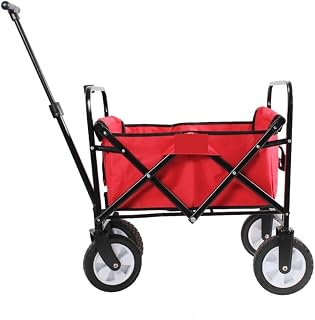 Carro plegable resistente para playa y jardín, carrito de compras al aire libre con asa de tracción, color azul (rosa)