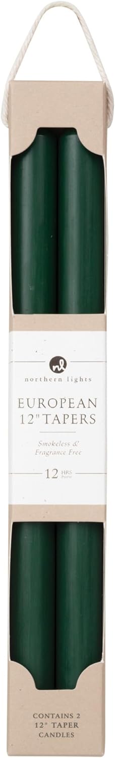 Northern Lights Candles - 12" 12pk Tapers - Hunter Green - 72794