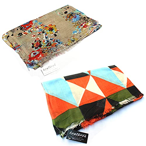 Image of Women's Trendy floral Printed Rayon Stoles Multicolour (Pack of 2)