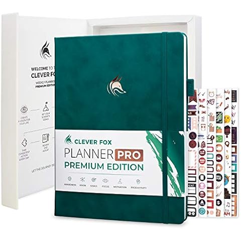 Clever Fox Planner Pro Premium Edition- Luxurious Weekly & Monthly Planner + Budget Planner Organizer for Productivity & Reaching Goals, Undated, A4 Hardcover + Keepsake Box, Lasts 1 Year, Teal Cover