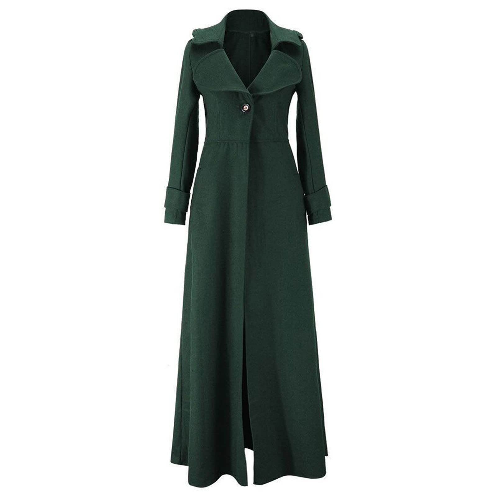 Ansenesna Wollmantel Damen Winter Lang Tailliert Winterjacke Warm Wolle Lange Wintermantel Elegant Jacke Mantel Frauen A-Linie Wolljacke Knöpfe Damen-Mäntel Ohne Kapuze Trenchcoat