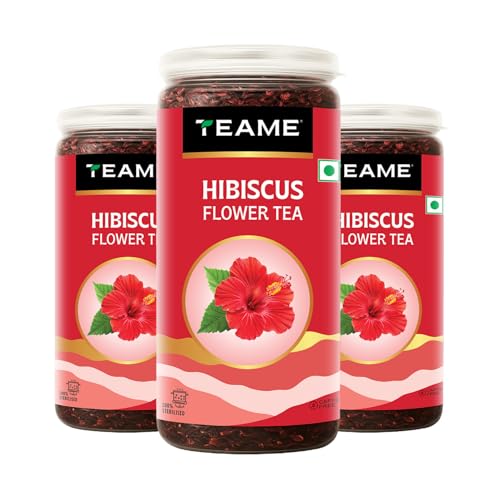 Image of TE-A-ME - Hibiscus Tea - 300 gm (300+ Cups) | Supports - SKIN GLOW ENHANCING | Flower Based - Herbal | Caffeine Free - Tangy Flavor | Hibiscus Tea Leaves | 100g - Pack of 3