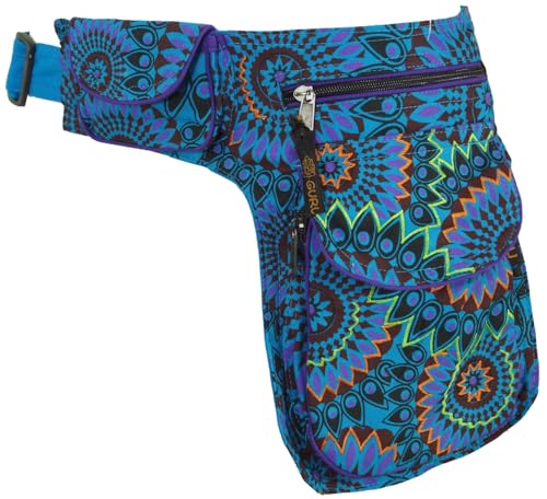 Stoff Sidebag & Gürteltasche Goa - Türkis Baumwolle Size:One Size 27x20 cm Festival- Bauchtasche Hippie