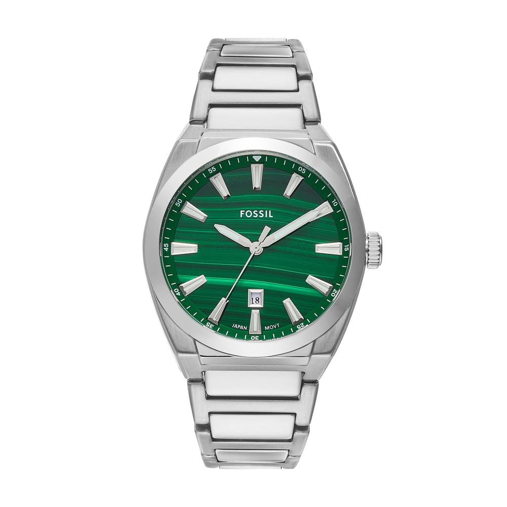 Fossil Everett Watch for Men, Quartz Three Hand Date Movement with Stainless Steel or Leather Strap