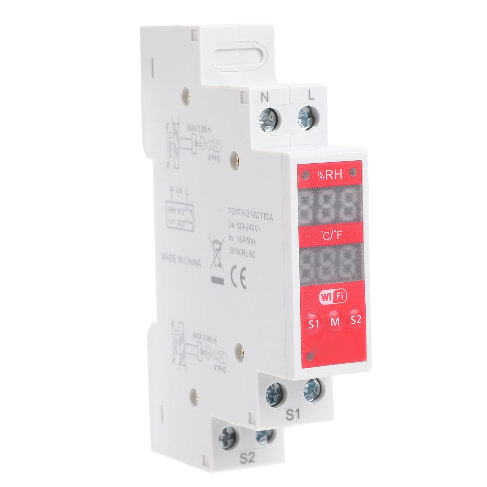 Ausla Contrôleur de Température et d'humidité, Capteur de Montage sur Rail DIN 16A Compatible WiFi pour Fermes D'élevage et Incubateurs