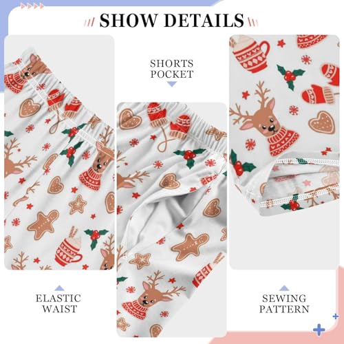 Boys' Pants Christmas Cute Animal Deer Long Bottoms Jogger Pants Elastic Waist Trousers with Pockets S-XL4