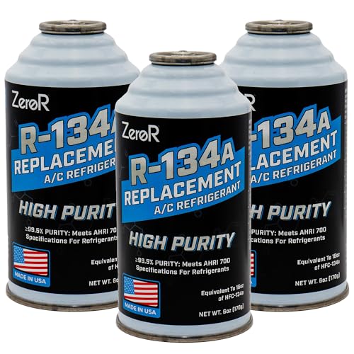ZeroR® High-Purity R134a Replacement Refrigerant – Eco-Friendly 100% Natural Hydrocarbon A/C Recharge Gas – Compatible with R134a Systems – 3 Cans (6 oz Each)