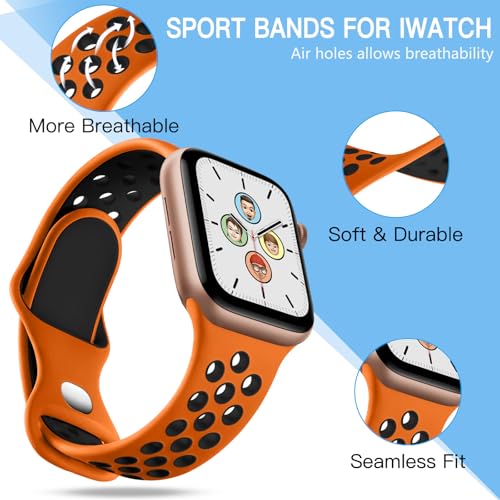 Image of Adorve 4 Pack Sport Bands for Apple Watch 49mm 41mm 40mm 38mm 45mm 44mm 42mm for Women Men, Durable Breathable Soft Silicone Replacement Wrist Strap for iWatch Ultra SE Series 8 7 6 5 4 3 2 1, S /M M /L