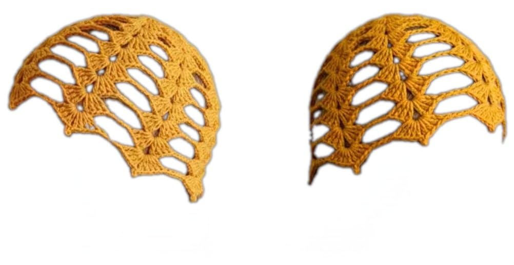 Handmade Crochet Skull Mesh Beanie Cap, Yellow, One Size Fits All, for Teens to Adults-image-44