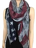 REINDEAR Vintage American Flag Scarf,Unisex Fashion Premium Patriotic,Red,Khaki and Blue American Flag Infinity Shawl Scarf US (Gray)