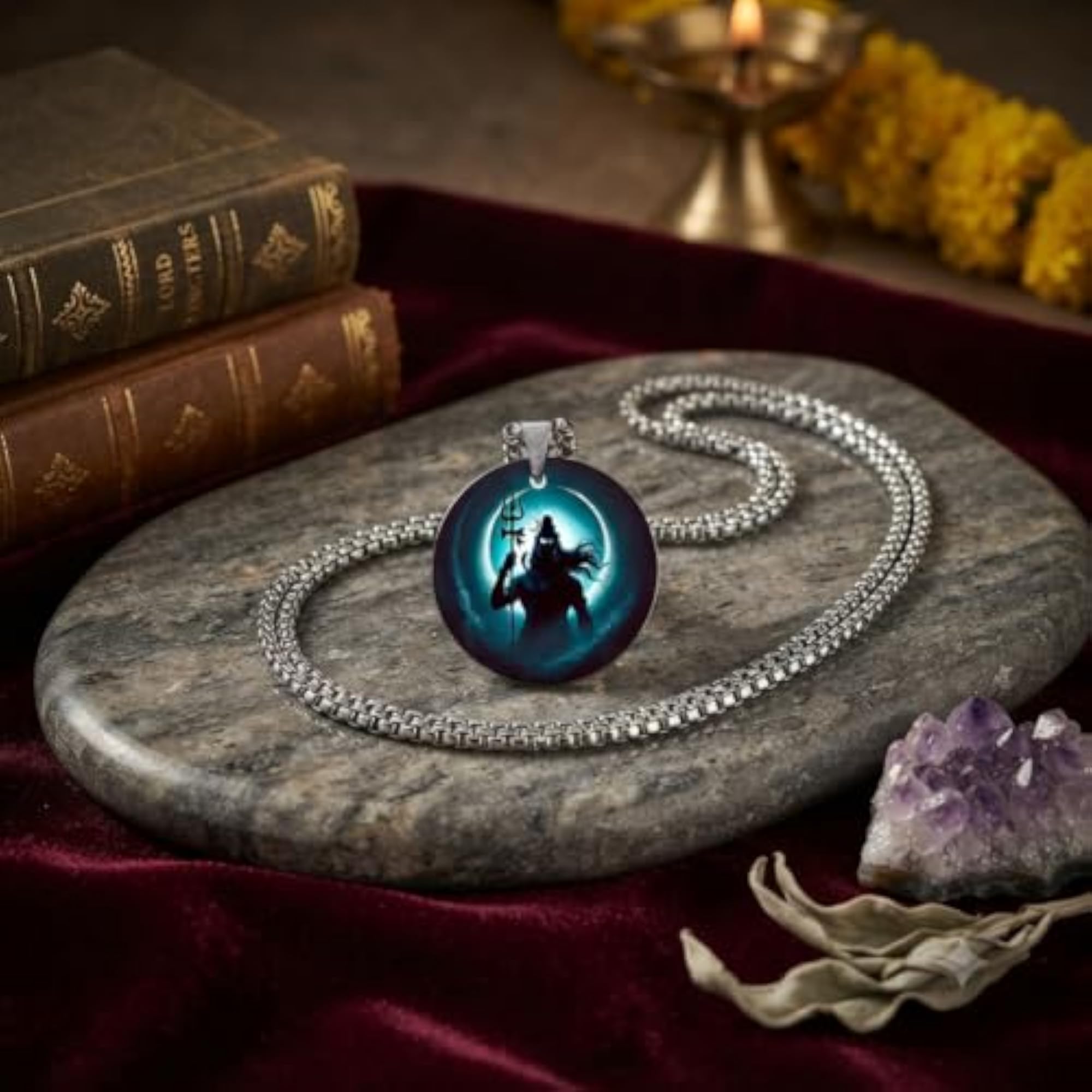 Lord Shiva Shankar Acrylic Pendant Necklace, Spiritual Accessory