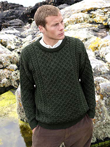Aran Crafts Unisex Irish Cable Knitted Crew Neck Sweater (100% Merino Wool)3