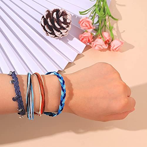 LOLIAS 16Pcs String Wave Anklet Bracelets for Women Summer Surfer Anklet Bracelets Adjustable Waterproof Friendship Bracelet Strand Braided Rope Sunflower Boho Bracelet Set Ocean Beach Jewelry