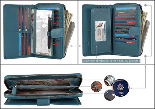 Image of Big Fat RFID Blocking Leather Organizer Checkbook Wallets For Women - Clutch