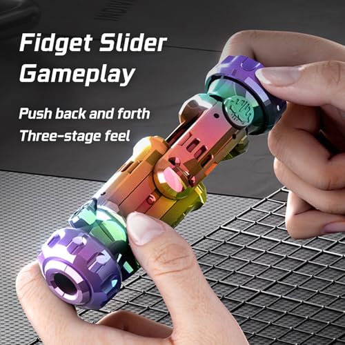 Image of Metal Tungsten Steel Fidget Toy Gun Fidget Slider Fidget Gun Stress Relief Relax EDC Gyro Finger Toy Fidget Ring Fingertip Textured Spinner (Cool Color)