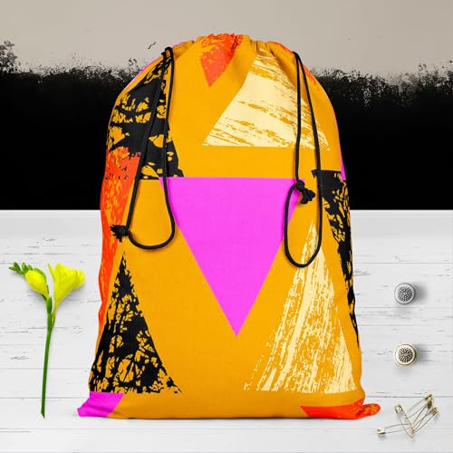 Image of ArtzFolio Mixed Triangled D3 | Reusable Sack Bag | Bag for Gym, Storage, Vegetable & Travel