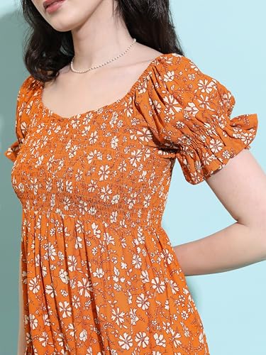 Image of Tokyo Talkies Women's Short Sleeves Round Neck Printed Dresses | Stylish Dresses | Casual Dresses