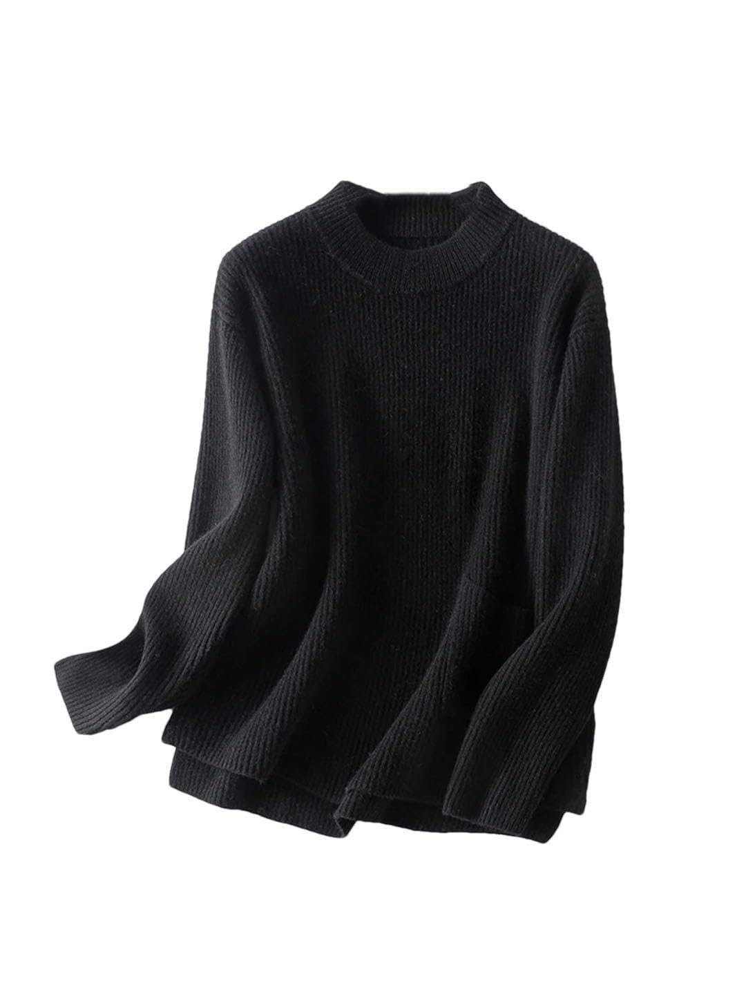 Vogrtcc Pullover da Donna in Lana con Scollo A O, Maniche Scese, Maglioni Larghi, Top Autunno Inverno