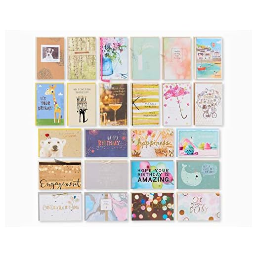 AMERICAN GREETINGS Surtido de tarjetas de felicitación de 24 unidades para todas las ocasiones para bodas, cumpleaños, felicitaciones, amistad, simpatía, baby shower, agradecimiento.