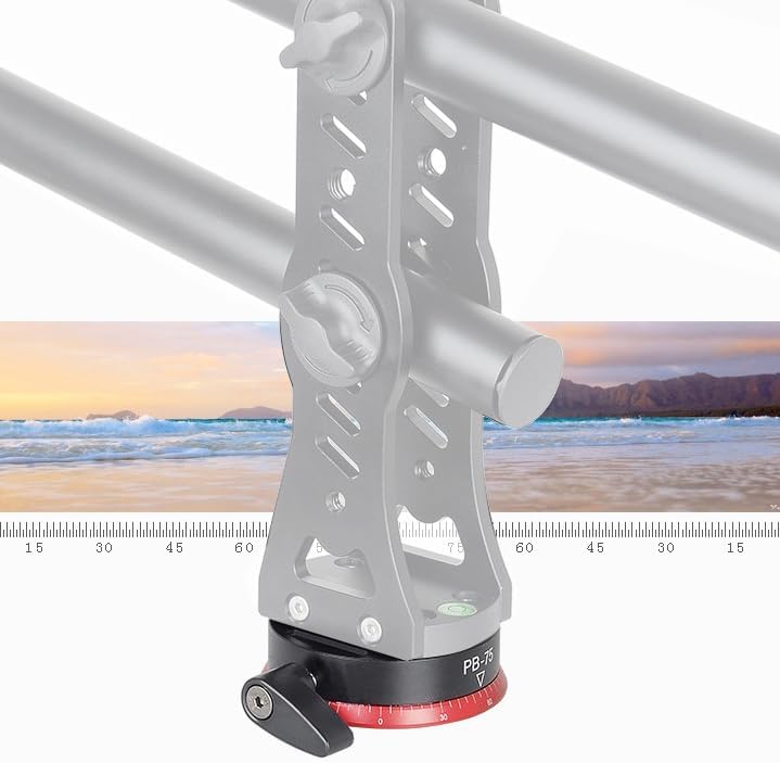 Camera Panoramic Panning Base, Aluminum Alloy Panorama Ball Tripod Head with Bubble Level and 3/8 Inch Screw, Tripod Leveling Base for Tripod Monopod DSLR Cameras