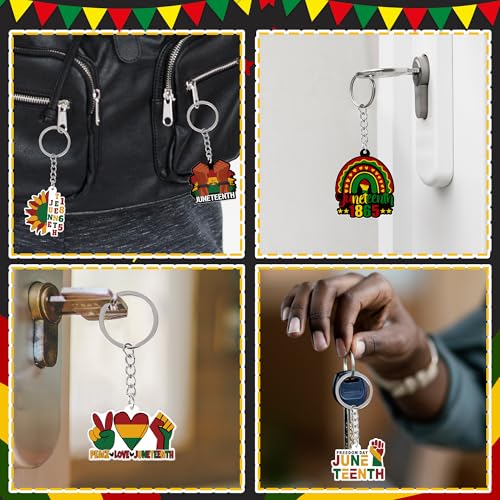 Image of 60Pcs Juneteenth Keychain Gifts Bulk, Freedom 1865 Key Ring Decorations for Women Men Accessories Party Favors Supplies
