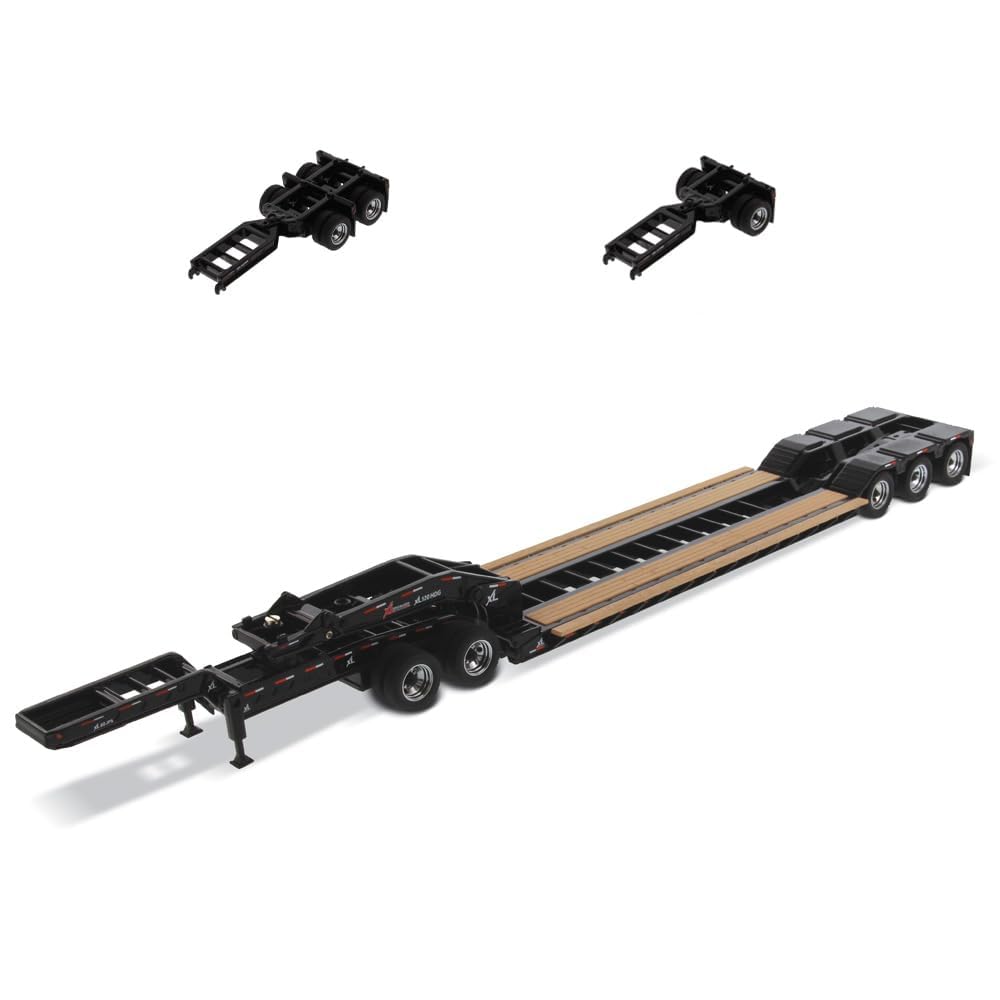 Diecast Masters 1:50 XL 120 HDG Drop Deck Trailer w/Jeep, Black, 91033 | Mit Boostern und Jeep, Displayfenster-Box, detailgetreuer Schwerlastauflieger, 91033