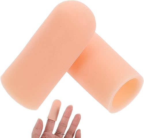 BESPORTBLE Protector de dedos de silicona, funda de dedo de color piel para proteger los dedos agrietados, ampollas, callos y 1 par (0.5 x 1.6in)