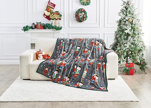 GC GAVENO CAVAILIA Nussknacker-Weihnachts-Fleece-Decke, weiche, Flauschige Sherpa-Überwurfdecke für Sofa, Bett und Couch, Warmer Winter-Überwurf aus dickem Kunstfell, 200 x 240 cm, extra große
