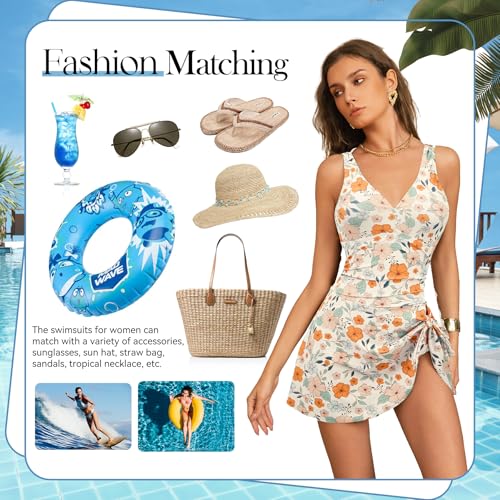 Zando Swimsuit with Skirt Swim Dresses Bathing Suits with Skirt Modest One Piece Swim Suits for Women 2025 Swimwear4