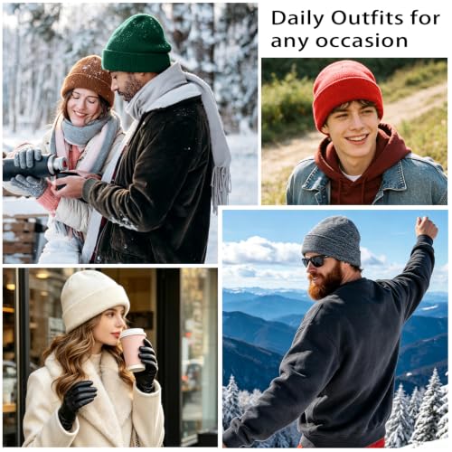 Image of ZOORON Beanie for Women Men Ski Watch Cap Cuffed Plain Skull Knit Hat Soft Fisherman Winter Hat