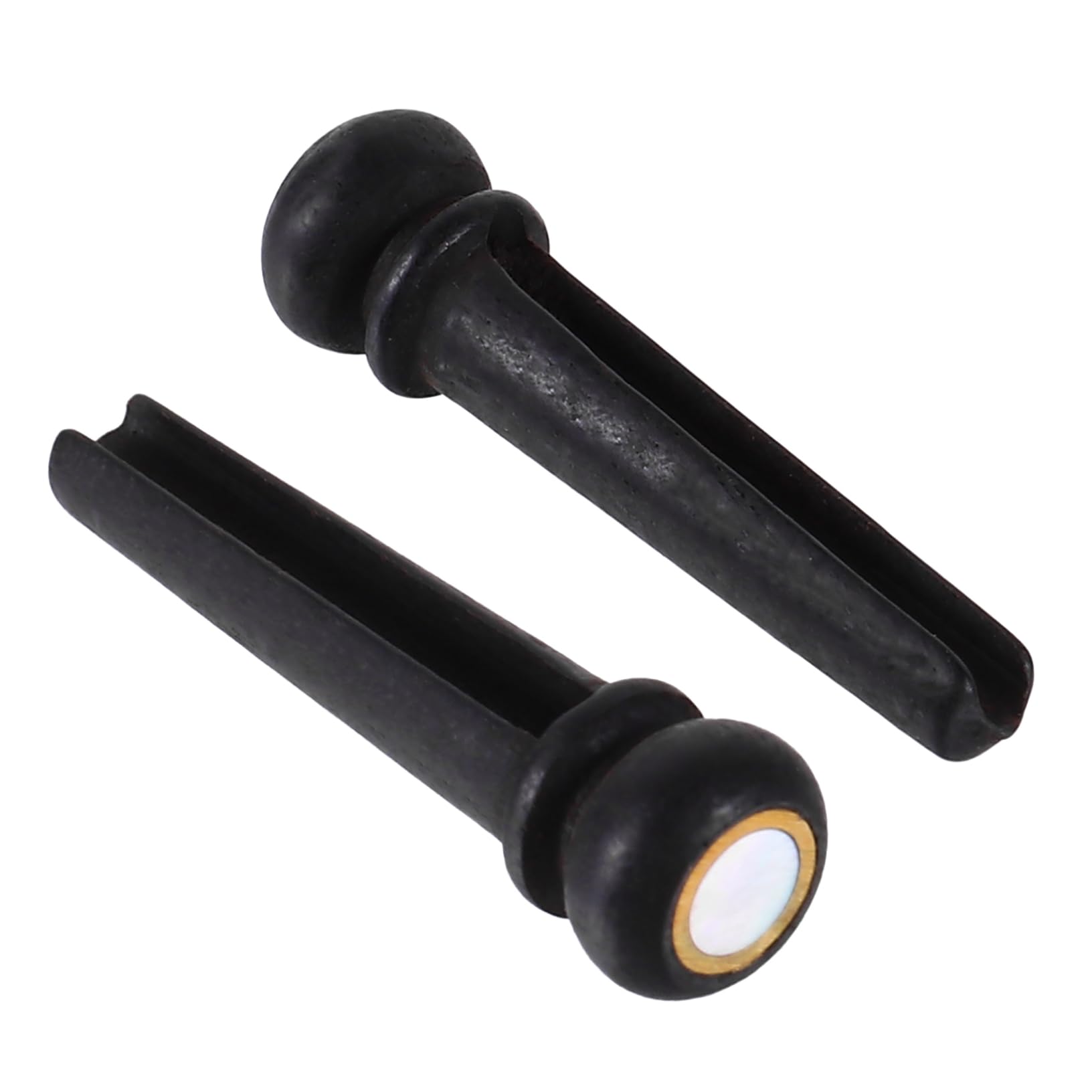VOSAREA Replacement Guitar Bridge Pins - 2 Pack Ebony Wooden String Studs with Shell Dot for Acoustic Guitars - Enhance Tone and Sustain Upgrade for Musicians