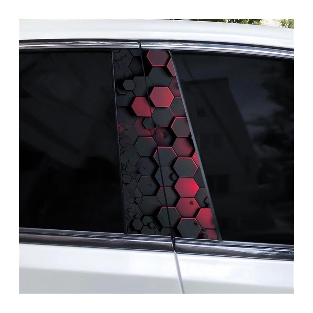 Decorative Items 2PCS Car Center Pillar Sticker Hexagonal Image Cover Scratches Vinyl Waterproof(L)