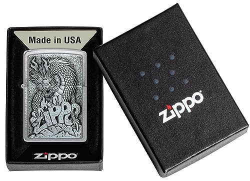 Image of Zippo Design Brushed Chrome, Windproof Pocket Lighter, Without Fuel and Gas