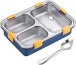LUIE TEK LIYA Lunch Box 3 Compartment Insulated Lunch Box Stainless Steel Tiffin Box for Boys, Girls, School & Office Men.