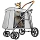 Joyfultails Hundebuggy Hundewagen Klappbar bis 30KG, Hundetrolley Faltbar mit Rahmen aus Aluminiumlegierung, Katzenwagen für kleine und mittelgroße Hunde mit Seitentaschen, Grau