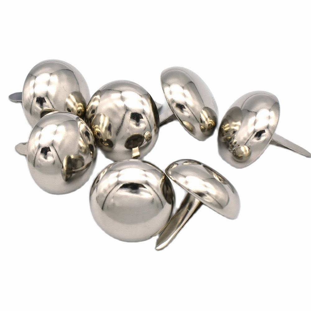 VIXDA 20mm Silver Purse Feet Round Dome Handbag Nailheads Brads Prong Studs for Bag Belt Leather Craft Hardware Accessories 50pc