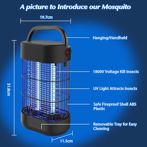 EUQQZU Insektenvernichter, 14W Elektrischer Insektenfalle Mückenlampe mit UV Lampe,Elektrisch Insektenfalle 60㎡ Effektive Fliegenfalle für Innen Mücken Fliegender Insekten