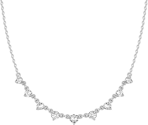 Miniatura 28 de PAVOI Collar de estación chapado en oro de 14 quilates, collares de capas de diamantes simulados, cadena de circonita cúbica para mujer