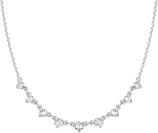 14K Gold Plated Station Necklace - Simulated Diamond BTY Layering Necklaces - Womens CZ Chain