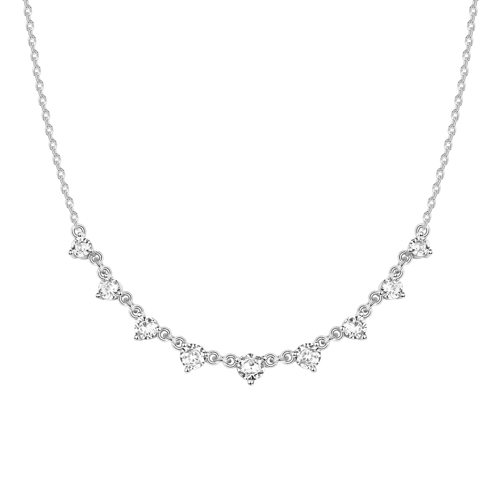 PAVOI 14K Gold Plated Station Necklace - Simulated Diamond Layering Necklaces - Womens CZ Chain